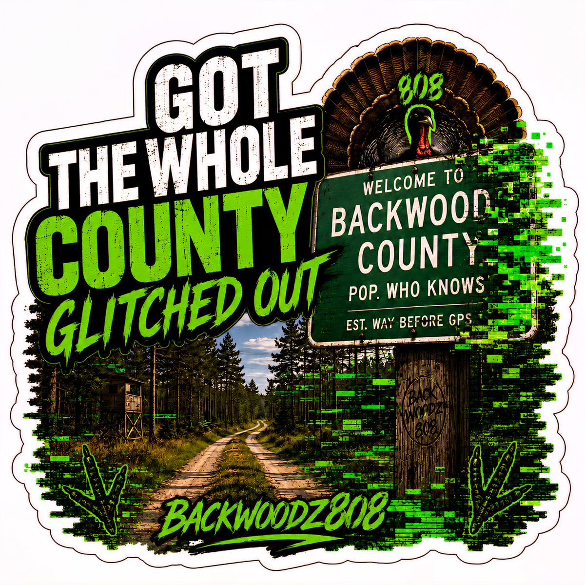 County Glitched Out Vinyl Sticker