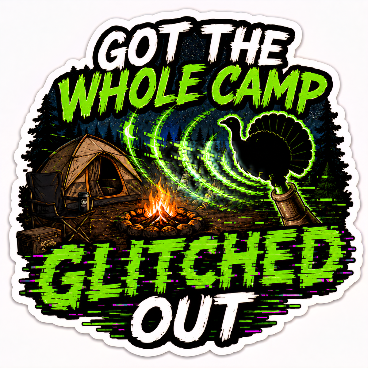 Whole Camp Glitched Out Vinyl Sticker