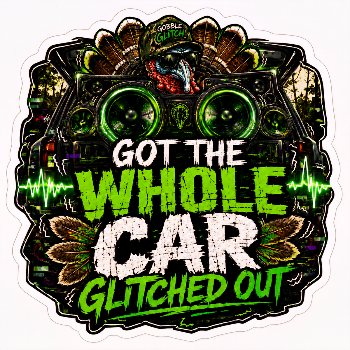 Car Glitched Out Vinyl Sticker