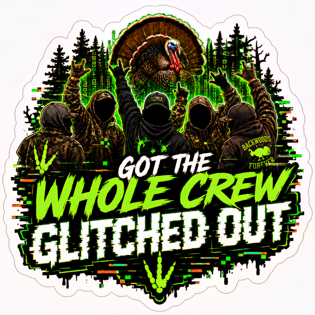 Crew Glitched Out Vinyl Sticker