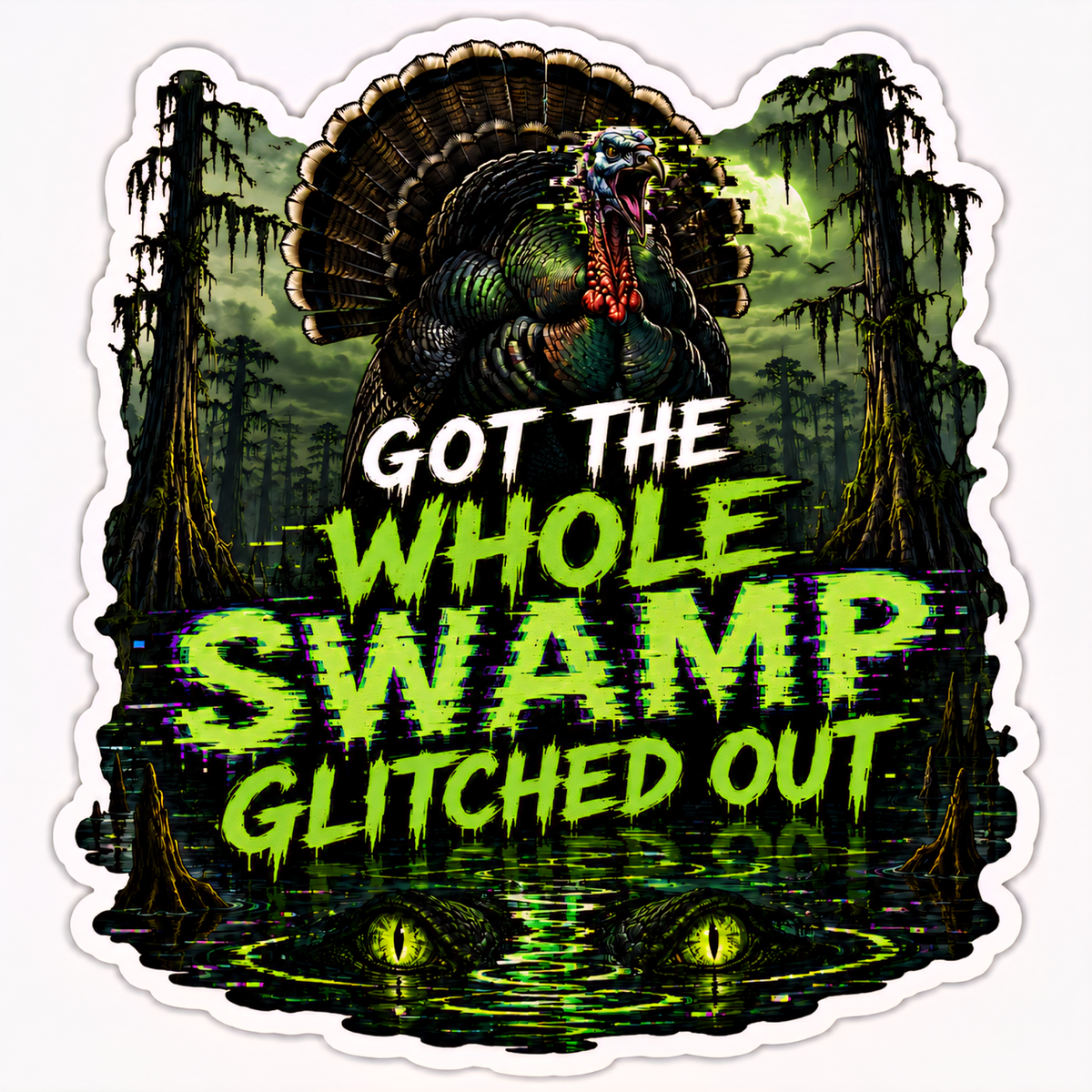 Swamp Glitched Out Vinyl Sticker