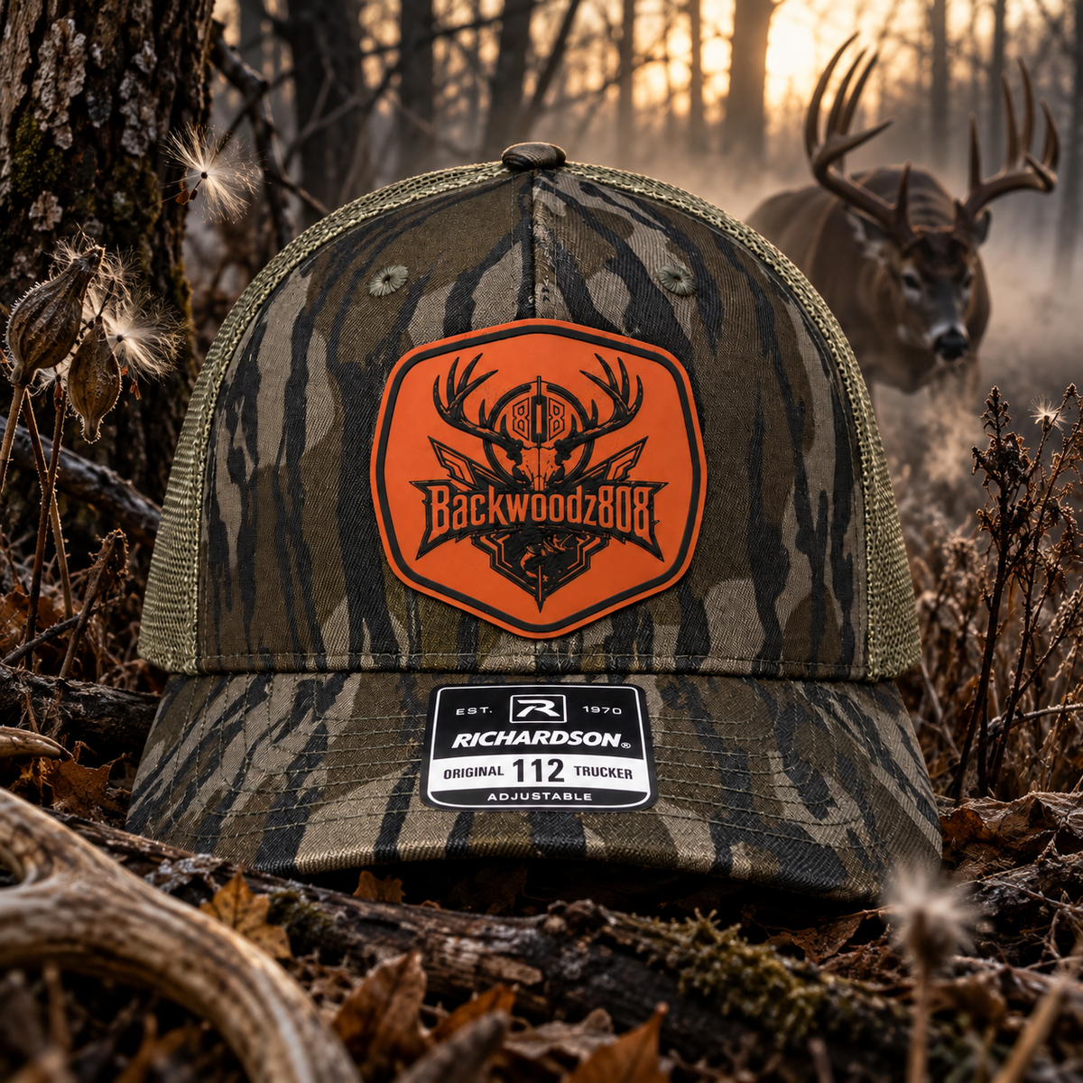 Blaze Buck – Backwoodz808 Laser-Engraved Patch Richardson 112 Trucker Hat