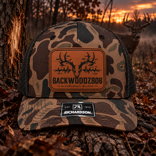 Whitetail Skull – Backwoodz808 Laser-Engraved Patch Richardson 112 Trucker Hat