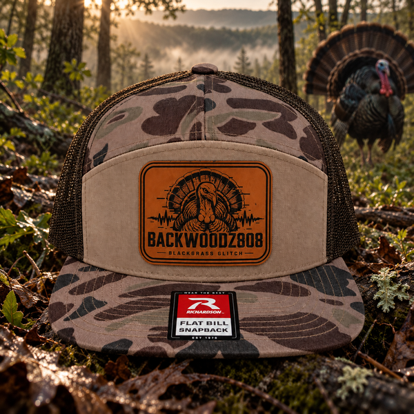 Turkey Fan – Backwoodz808 Laser-Engraved Patch Richardson Flat Bill Hat