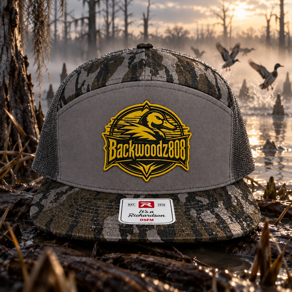 Golden Duck – Backwoodz808 Laser-Engraved Patch Richardson Flat Bill Hat