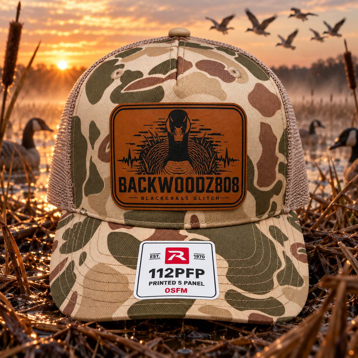 Goose Glitch – Backwoodz808 Laser-Engraved Patch Richardson 112PFP Hat