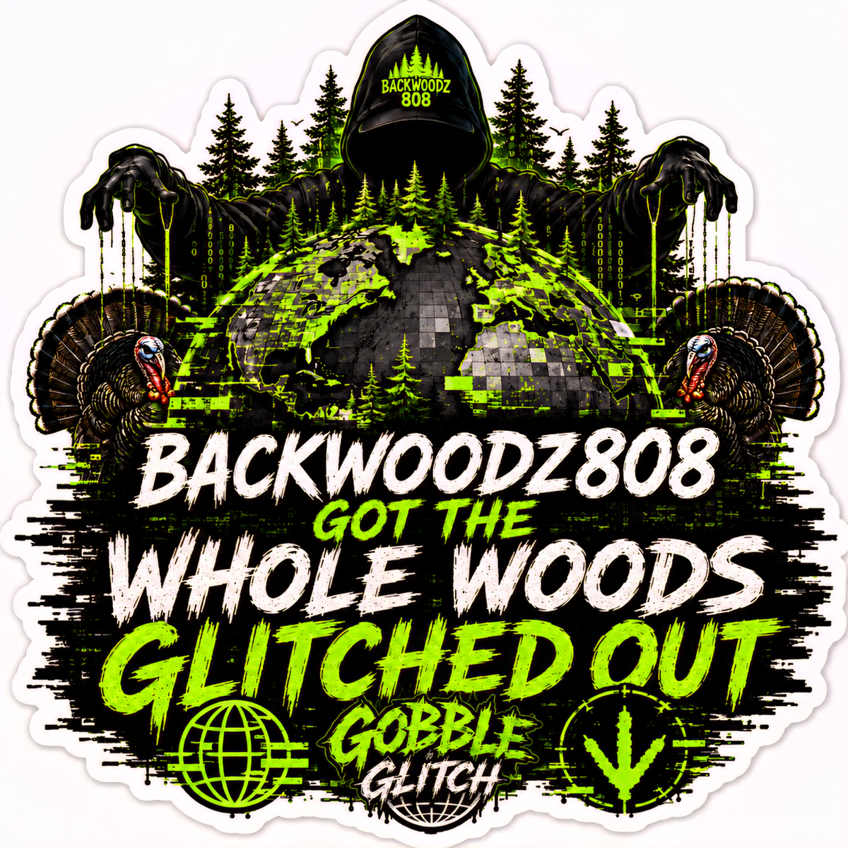 Backwoodz808 World Glitched Out Vinyl Sticker